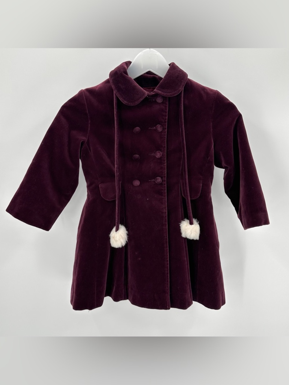 VTG Rothschild Winter Coat Burgundy Maroon Little Girls Velvet  No Size STAINS